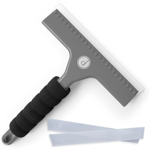 desired tools Squeegee for Shower, Window and Car Glass - 2 Extra Silicone Replacement Blades - Foam Handle - Grey