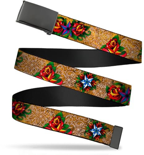 Buckle-Down Herren Web Belt Tattoo Johnny Stars 1.5 Gürtel, Mehrfarbig, 4 cm Breit / 42 cm Hosen Größe