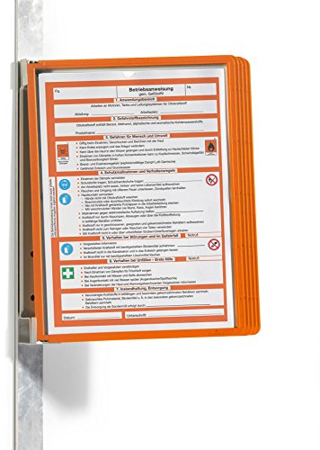 Durable Sichttafelwandhalter (Vario Magnet Wall 5, mit 5 Sichttafeln A4) orange, 591409