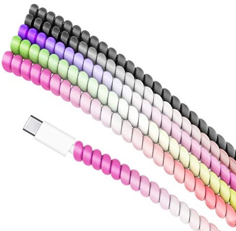 Rancco Cable Protector/ Wire Repair/ Pet Chew Cable Saver/ Headphone Saver, 5 Pc Spiral Cable Strain Relief Cable Wrap Tube Charger Cord Sleeve for Phone Charge Cable, USB Date Cable[4.6ft/pc]