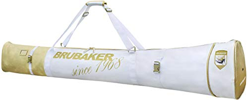 BRUBAKER Carver Pro St. Moritz Skisack für 1 Paar Ski und Stöcke - Weiß Gold - 170 cm