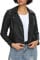 Fahsyee Giacche da donna in finta pelle, con cerniera, corto, in poliuretano, per motociclista, 104-nero, Small
