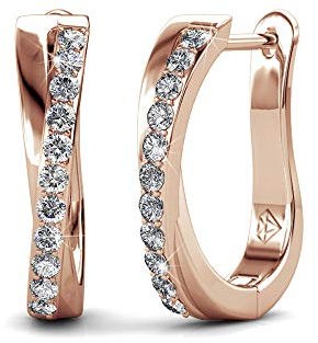 MYC-PARIS - Criss Ohrringe, ø 15 mm + Hochwertiger österreichischer Kristall in einer eleganten Box - Geburtstagsgeschenk, Muttertag, Weihnachten - Roségold