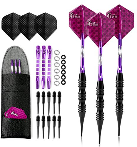 Crazy-m Dartpfeile Soft dartpfeile 3 Stück 20 g Dartset Turnier Soft Tip Dartpfeile Set, Schwarz Beschichtete Metallfässer Darts (Soft Dartpfeile) mit Flights