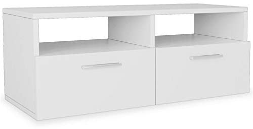 BIGTO Meuble TV en aggloméré pour le salon 95 x 35 x 36 cm (blanc)