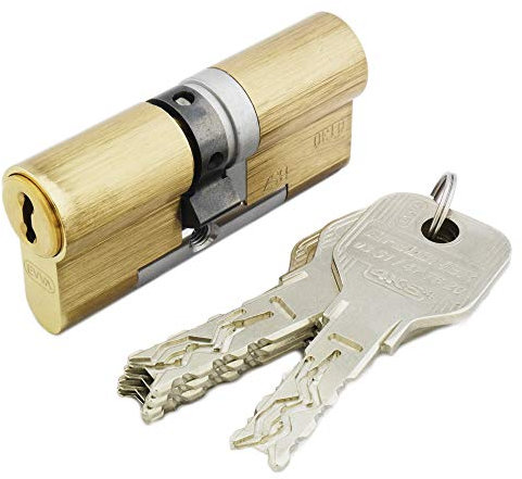 EVVA 4KS Doppelzylinder Profilzylinder 31/36 | Not- und Gefahrenfunktion | Bohrschutz & Ziehschutz | Schließzylinder für Haustüren Wohnungstüren | 5 Schlüssel und Sicherungskarte | Messing poliert