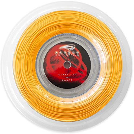 Cordaje Raqueta de Tenis. 200 m 130 mm. Resistente Calidad. Maxima Potencia. Pegada Volea Saque Defensa Fondo de Pista. Co Poliester Monofilamento. Color Oro