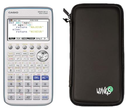 Casio Graph 90+E inkl. WYNGS Schutztasche Schwarz - Grafikrechner - Basic Set