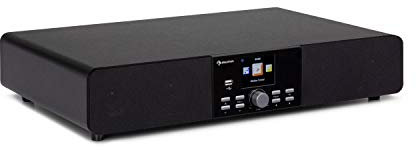 auna Stealth Base Connect - Soundbase, 2 x 15 W + 30 W de Potencia RMS, Radio con Internet/Dab+/FM, Bluetooth, Control por aplicación AirMusic, Pantalla LC 2,8, Puerto USB, Entrada de línea, Negro