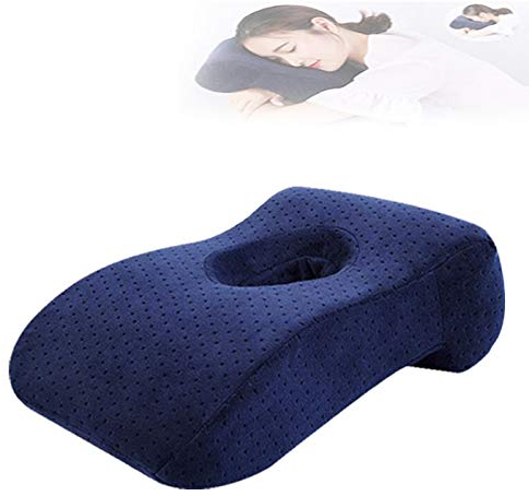 WWQU Gesicht nach unten Nickerchen Kissen Atmungsaktiv mit Loch Büro Mittag Schlafende Kissen Memory Foam Schule Tisch Schreibtisch Kissen Kissen 3.23 (Color : Light Blue, Size : Nap Pillow)