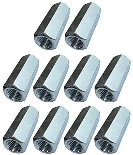 AERZETIX - Juego de 10 Tuercas de acoplamiento hexagonales largas M16x60mm - tuerca de extensión prolongador - en acero al carbono con rosca métrica - C49604