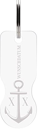 Personalisierter Acrylglas Schlüsselanhänger mit Einkaufswagenlöser mit Gravur persönliches Geschenk inkl. Schlüsselring - Anker