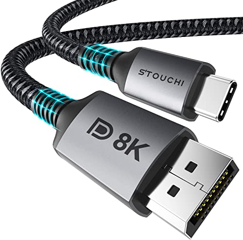 Stouchi Cavo USB C DisplayPort 1.4 8K@60Hz 4K@144Hz/120Hz 5K@60Hz 2K@240Hz Thunderbolt 3 su DisplayPort HBR3 32,4Gbps tipo C DP 1.4 per M1 MacBook Pro 2021 Mac Mini XPS 1.8M/6Ft certificato VESA
