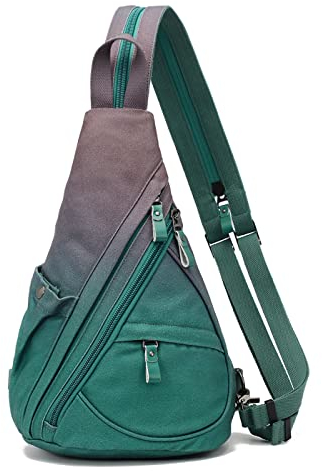KL928 Canvas Sling Bag Rucksack Damen und Herren – Schulterrucksack Umhängetasche Crossbag Verstellbarem Schultergurt Perfekt für Outdoorsport, Wandern, Radfahren, Bergsteigen, Reisen