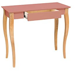 Ragaba LILLO Scrivania con Cassetto 85x40cm | Gambe in Legno, Certificato FSC, Montaggio Facile | Rosa Antico