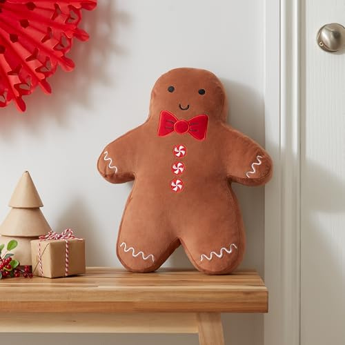 Catherine Lansfield Christmas Gingerbread 3D Shaped Cushion Brown