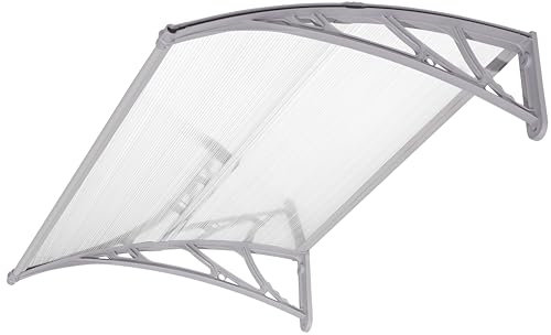 Blisswood Front Door Canopy Outdoor Awning Shelter 120 x 80 cm Window Rain Roof Cover With Polycarbonate Roofing Sheets Porch Shade Patio UV Protection Back Door Porch Canopies