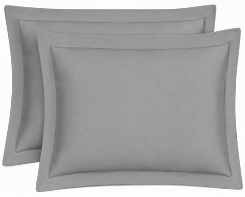 Night Zone Pillow Cases 200 Thread Count Egyptian Cotton Pillowcases 2 Pack Soft Cozy and Breathable Envelope Closure Cotton Pillow Cases 50x75 cm (Oxford Pillow Cases, Grey)
