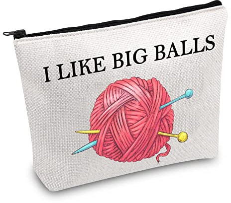 Crochet supplies Bag Knitting Project Bag I Like Big Balls Make Up Bag Funny Knitting Gift For Knitter
