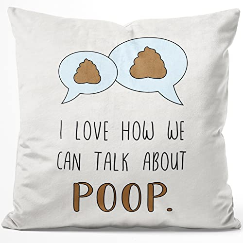 JUNIWORDS Kissen, I Love How we can Talk About Poop, 40 x 40 cm, Flauschig Samtweich Weich (1007759)