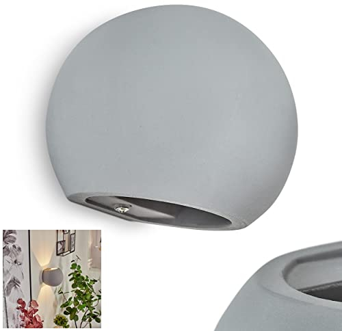Lampada da parete Flot, lampada da parete moderna in cemento in grigio, spot a parete a 1 luce dal design moderno con effetto up & down, 1 x G9, senza lampadina/e