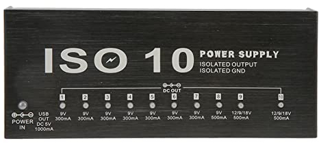 Fuente de Alimentación para Pedal de Guitarra, Potencia Multiefecto con Salida USB y 2 Efectos Individuales de Ecualización de Voltaje