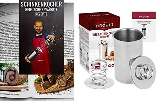 Browin Schinkenkocher 1,5 KG Edelstahl Metallic + Rezepte/Kochtopf Kochschinkenform