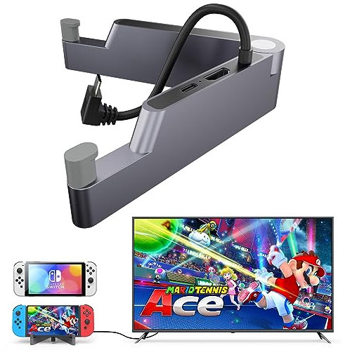 TV Dock Station for Switch/Switch OLED, [Alliage D'aluminium] Electight Pliable Portable Station d'accueil pour Switch avec 4K HDMI, Port USB 3.0 et Type-C