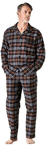 LAPASA 100% Cotone Flanella Completo Pigiama da Uomo a Quadri con Tasche e Coulisse, Set Maglia & Pantaloni M95 L Multicolore