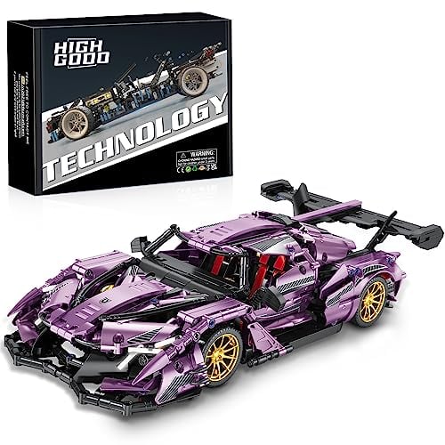 HIGH GODO Technik Rennauto Bausteine, 1266 Teile 1:14 Supersportwagen Klemmbausteine, Modellbausatz, Geschenke für Jugendliche ab 12 Jahre oder Erwachsene