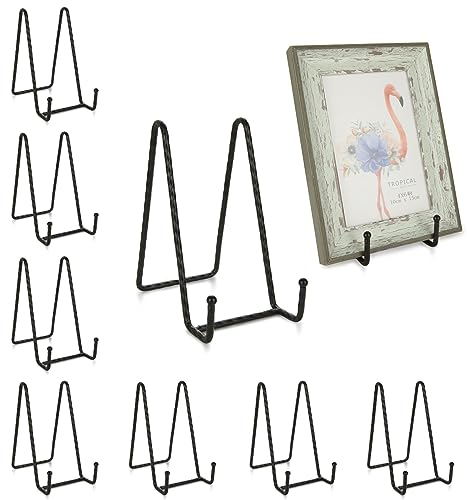 SHUESS 8 Pcs Plate Stand for Display - 6 Inch Metal Plate Holders Display Stand - Black Iron Plate Stands - Tabletop Picture Stand for Display Easel Display, Picture Frame, Decorative Plate Dish