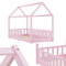 Juskys Kinderbett Marli 90 x 200 cm mit Rausfallschutz, Lattenrost und Dach - Massivholz Hausbett für Kinder - Bett in Rosa