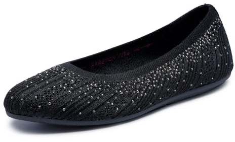Skechers Women's Cleo 2.0 - Glitzy DazeBallet Flat | Modern Comfort Casual Dress Air Cooled Memory Foam Stretch Fit Vegan Recycled Materials