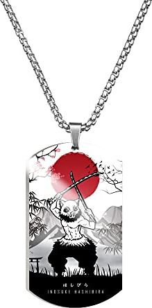 MayDee Collier Kimetsu No Yai, Bijoux en Acier Titane Ghost Killing Collier en Acier Inoxydable Imprimé en Couleur Anime Figurine Cosplay Accessories (Inosuke)