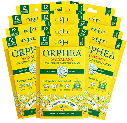 Orphea Salvalana Papiere Schubladen und Schränke schützt Wolle und Naturfasern Duft von Blumen Kleidung – 12 Packungen mit je 12 Blatt
