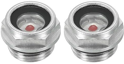 PATIKIL Air Compresseur Huile Vue Verre, 2 Paquet M18*1.5 Mâle Filetage Aluminium Alliage Huile Liquide Niveau Jauge Air Compresseur Pièces avec O-anneau