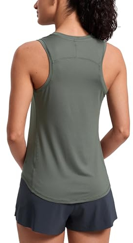 CRZ YOGA Lightweight Racerback Tank Top Grey Sage 16