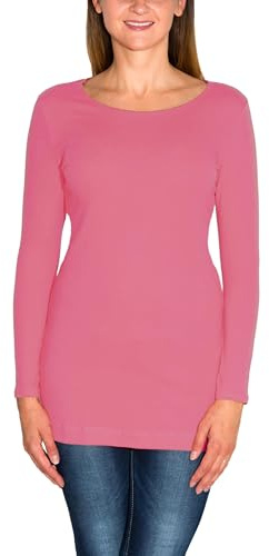 Alkato Maglia a Maniche Lunghe Donna Tunica Aderente, Rosa Antico, M