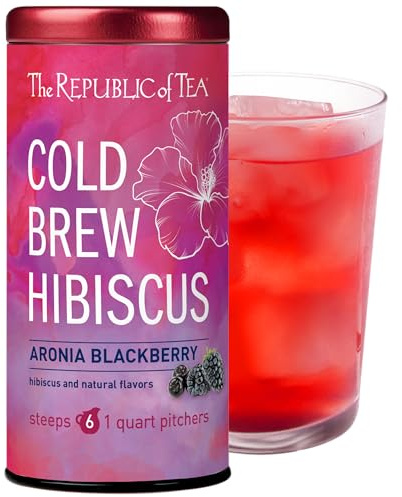 The Republic of Tea Cold Brew Hibiscus Aronia Blackberry Iced Tea, 6 Ct