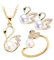 BKEPDY Schmuckset Damen Schwan Kette Armband Ring Halskette 3 Stück Imitationsperlen Zubehör für Freundin Mutter Tochter Geschenk