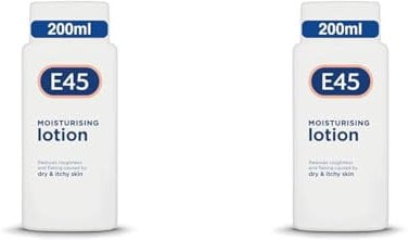 E45 Dermatological Moisturising Lotion 200 ml – Body Lotion – Daily Moisturiser for Long-Lasting Hydration for Dry Skin and Sensitive Skin – Protect from Dryness, Reduce Redness and Flaking