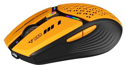 Uciefy Mouse wireless Bluetooth (BT5.0/5.1+2.4GHz) USB C ricaricabile LED livello batteria visibile, copertura a nido d'ape con ricevitore USB e adattatore di tipo C per laptop/PC/Mac/iPad, arancione