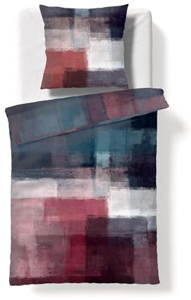 fleuresse Mako-Satin Bettwäsche Bed Art S Liverpool blau rot 1 Bettbezug 155 x 220 cm + 1 Kissenbezug 80 x 80 cm