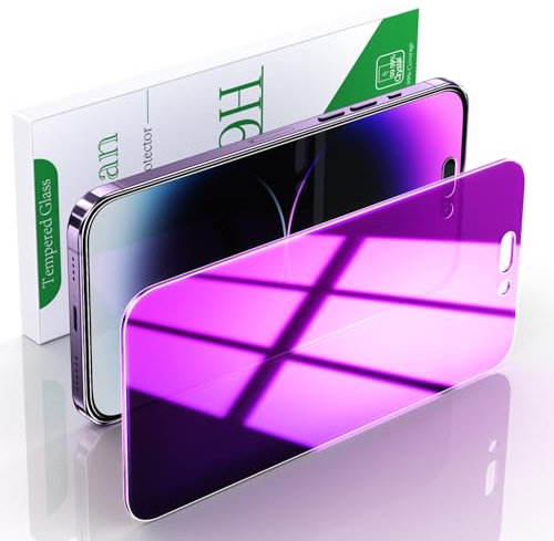 Pokolan 2 Pack Privacy Screen Protector for iPhone 14 Pro Max, Purple Anti Spy Tempered Glass, 9H Hardness, Case Friendly, Anti Scratch, No Bubbles