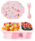 Huzbuz Faltbare Brotdose Kinder mit Fächern,BPA Frei Eiscreme-Muster Brotdose Kinder,1000ml Lunchbox Kinder eignen sich Hervorragend als Weihnachts- und Geburtstagsgeschenk für Kinder(Rosa Farbe)