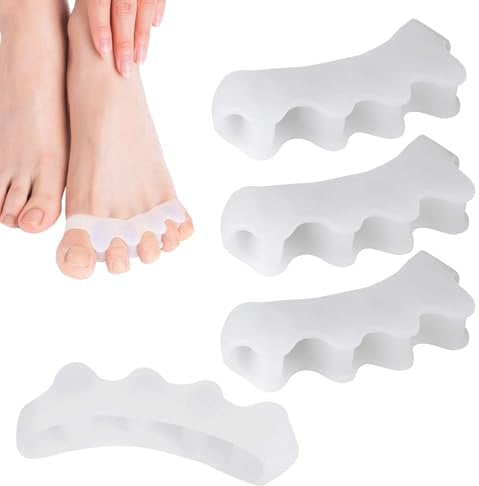 4PCS Toes Separators Toe Stretchers Toe straighteners Toe Spacers Correct Toes Foot Care Toe Separators for Overlapping Toes Hammer Toes Correct Bunions Manicure Spacer Running Yoga Pedicure(White)