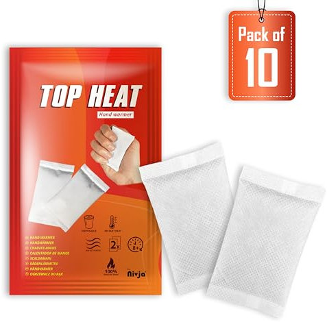 Top Heat Hand Warmers – 10 Pairs - 8 Hours Warm Hands - Hand Heat Pads - Air Activated - Instant Heat - 100% Natural Heat - Pocket Heater - Ready to use