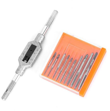 Psytfei Jeu de mini tarauds à vis, jeu d'extracteurs de micro-vis M1 à M3.5, Kit d'outils manuels de taraudage de fil fileté pour réparation de robinet 11 pièces