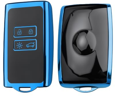 Ruiya Compatible avec Dacia Sandero 3 | Stepway 3 | Dacia Jogger 2021-2026 2027 Coque clé TPU, Coque de clé Boîtier de clé Housse Protection Télécommande Auto Sandero Accessoires, Bleu-sans Trous