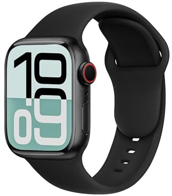 C1A Armband für Armband Apple Watch Ultra 2/Ultra/SE/Series 10 9 8 7 6 5 4 (38/40/41/42/44/45/46/49mm)–Sportarmband, Originalstyle–Kompatibel mit allen Modellen,Schwarz